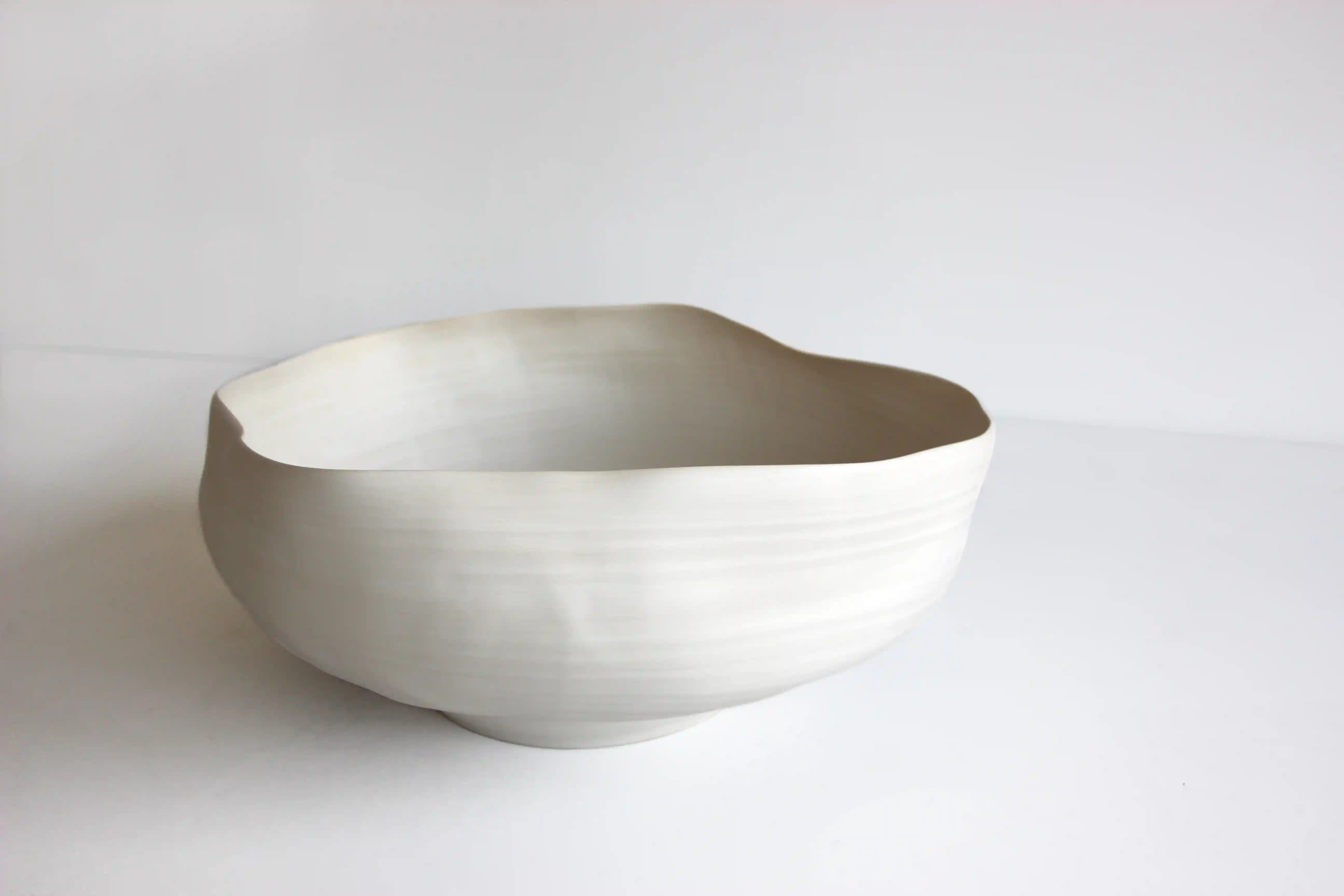 Luxurious White Ceramic Bowl By Toni Bond