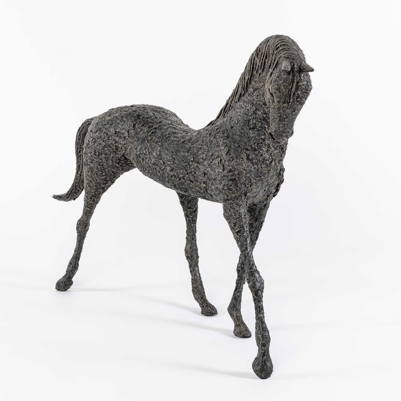 Luxurious Black Horse Sculpture By Toni Bond